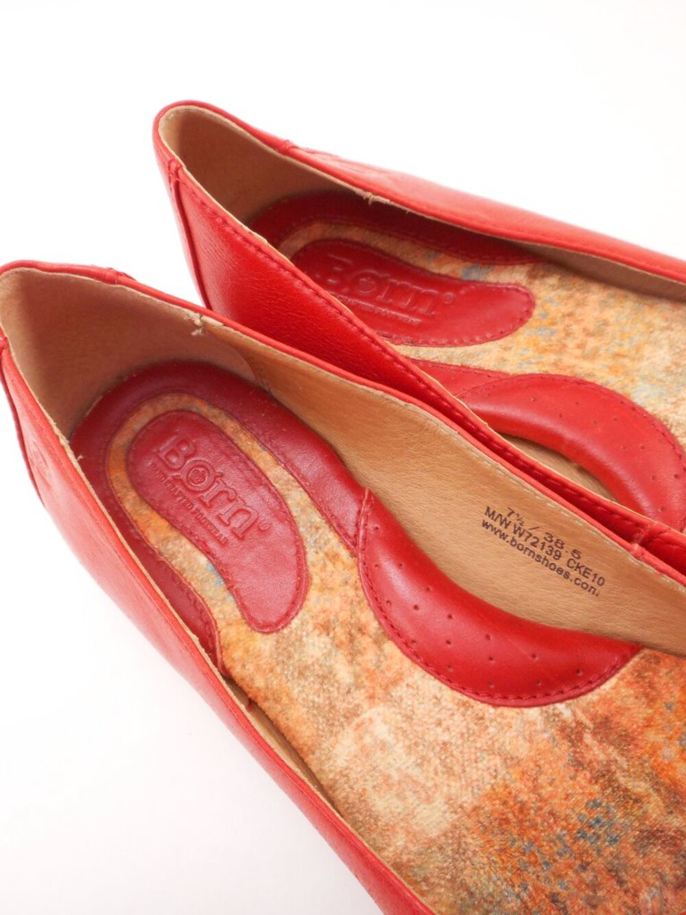Born Women's Size 7.5 M/W Shoes Red-Orange Leather Flower Slip On Flats - Picture 10 of 10